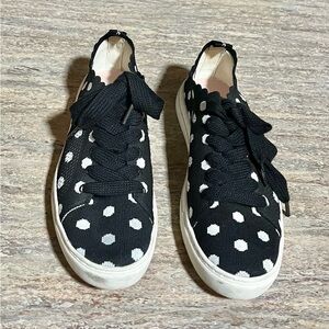 Kate Spade ♠️ ABBIE Black and White Polka Dot Textile Sneakers